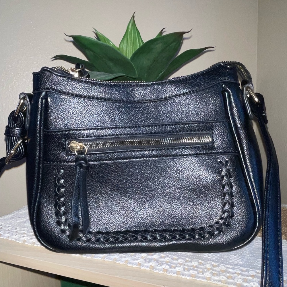Black Vegan Leather Shoulder Purse